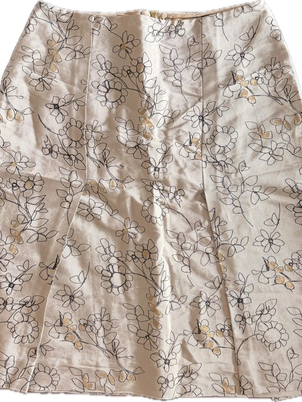 Marni Floral A-Line Skirt Beige & Black Medium